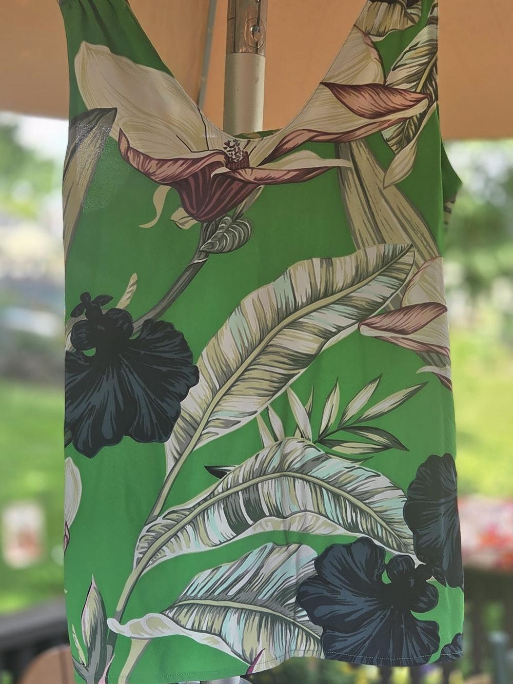 Ann Taylor Green Tropical Print Blouse